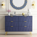 Anbuy Navy Blue 6 Drawer Dresser for Bedroom, Large Double Dresser with Wide Drawers and Gold Handles, Chest of Drawers