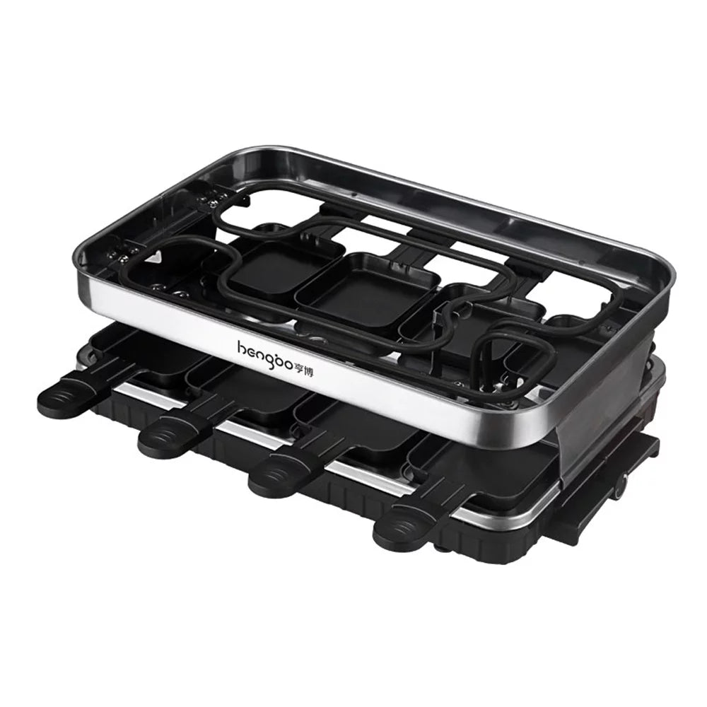 2 in 1 Electric Raclette Grill with 8 Mini Pans R47732