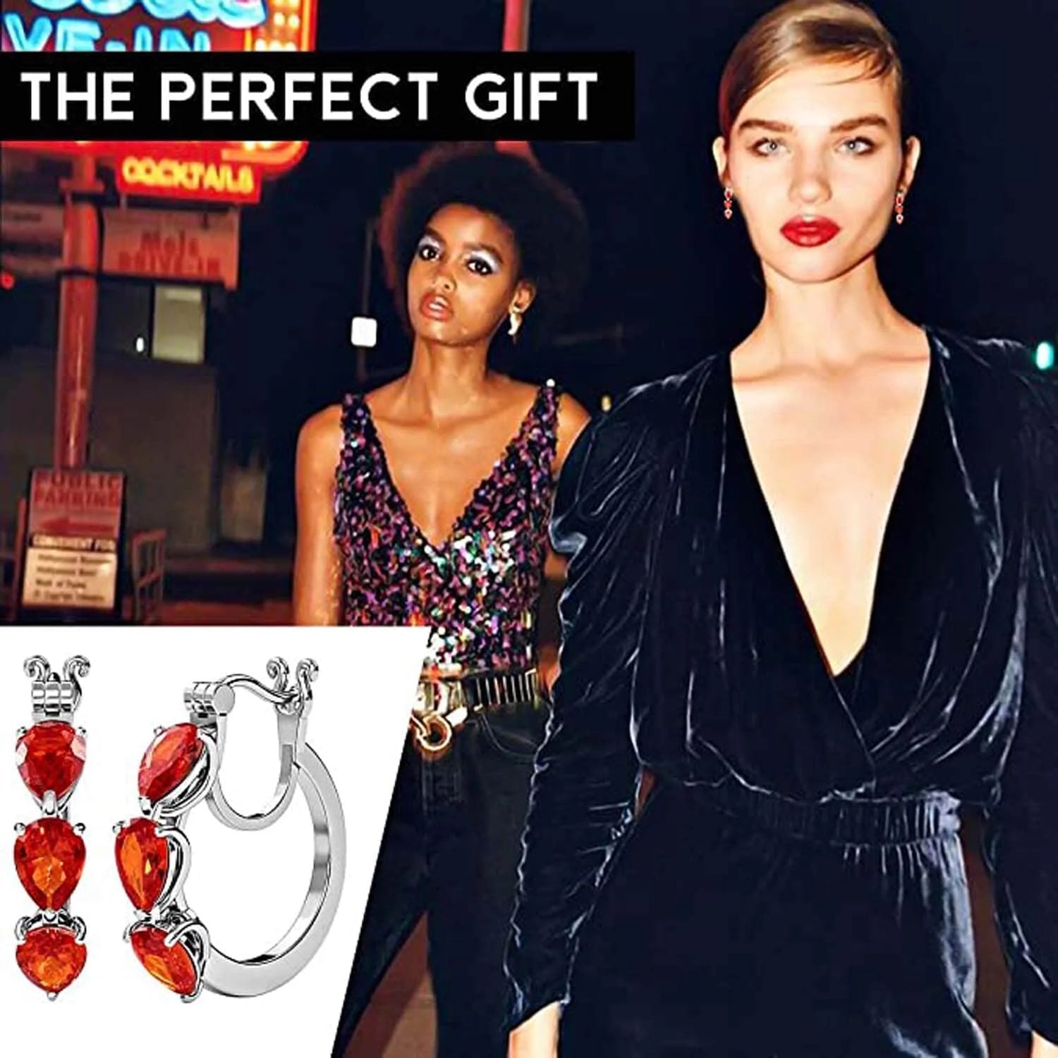 Orange Huggie Hoop Earrings with Cubic Zirconia Q3310