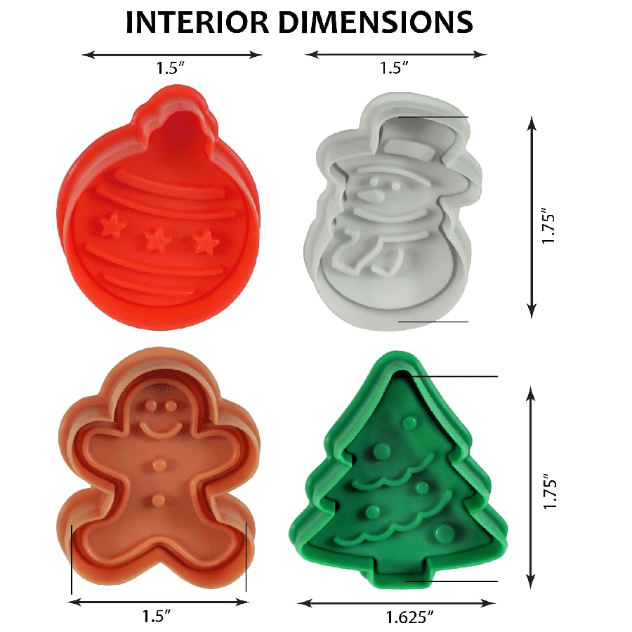 Christmas Pastry and Cookie Cutter Set of 4, Assorted Designs, 2 Inches L6397