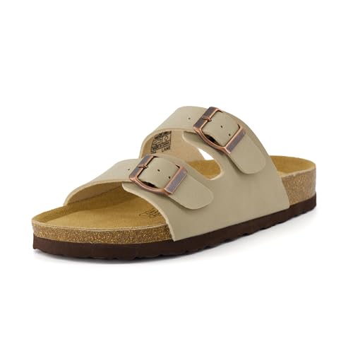 Women's Cork Footbed Sandals with Double Buckle Slip-On and Arch Support U61950