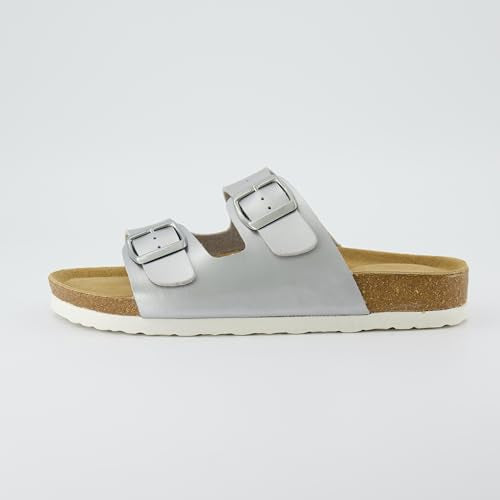 Women's Cork Footbed Sandals with Double Buckle Slip-On and Arch Support U61950