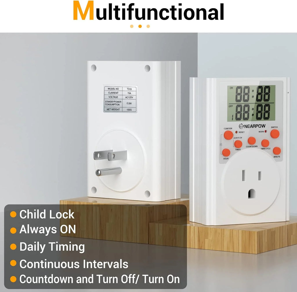 Programmable Plug-in Digital Timer Switch with 3-Prong Outlet H664