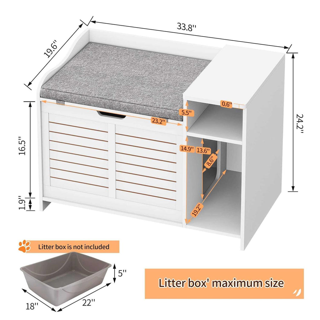 Cat Litter Box Enclosure with Top Opening and Cushion W5486