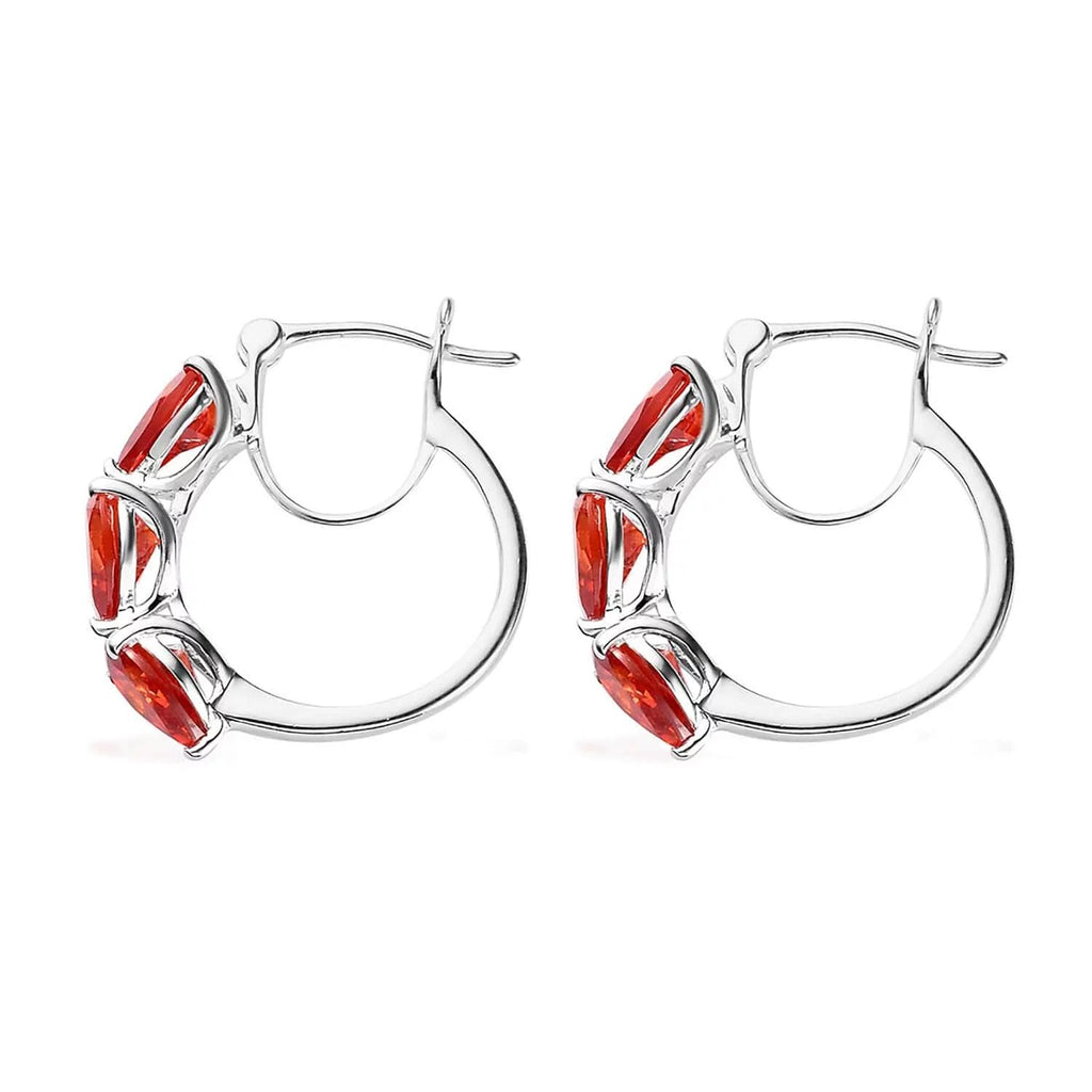 Orange Huggie Hoop Earrings with Cubic Zirconia Q3310
