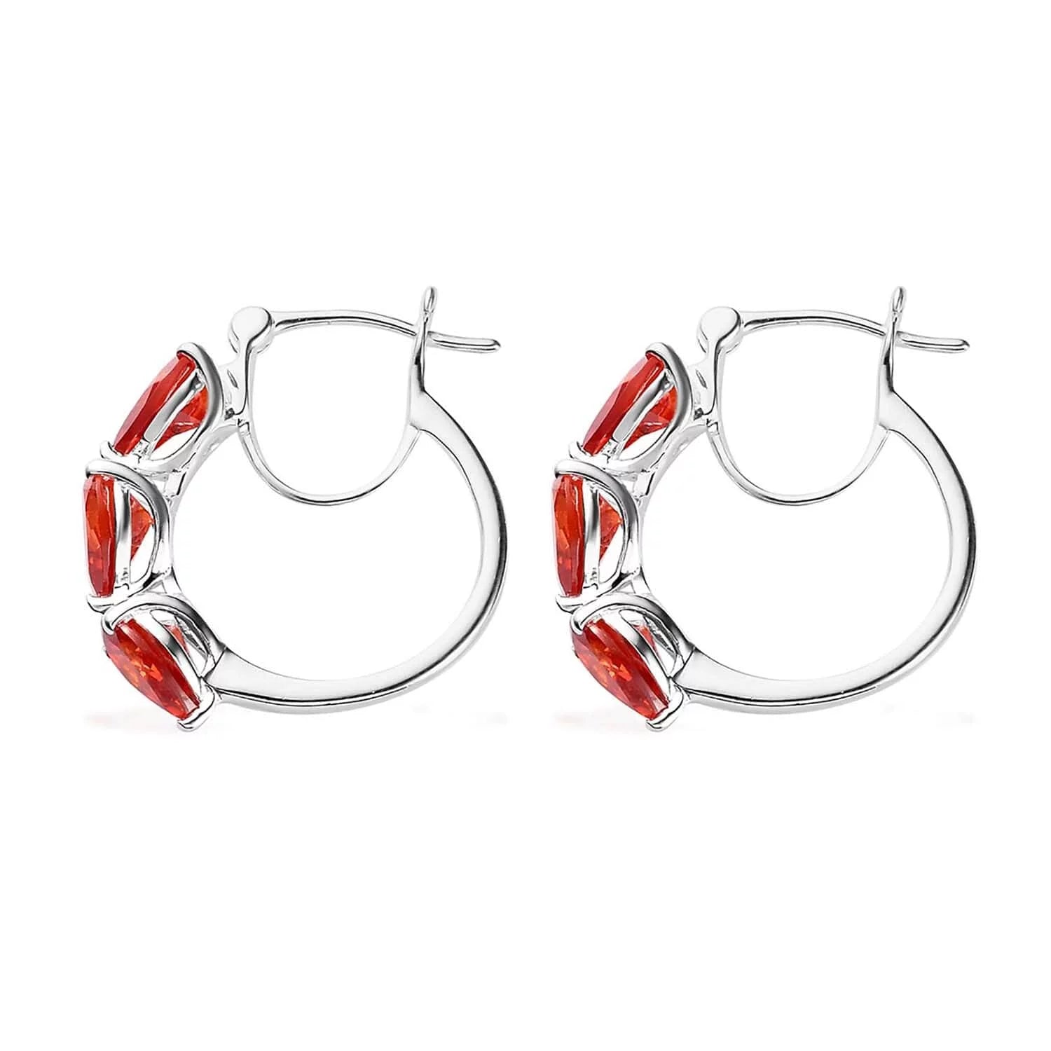 Orange Huggie Hoop Earrings with Cubic Zirconia Q3310