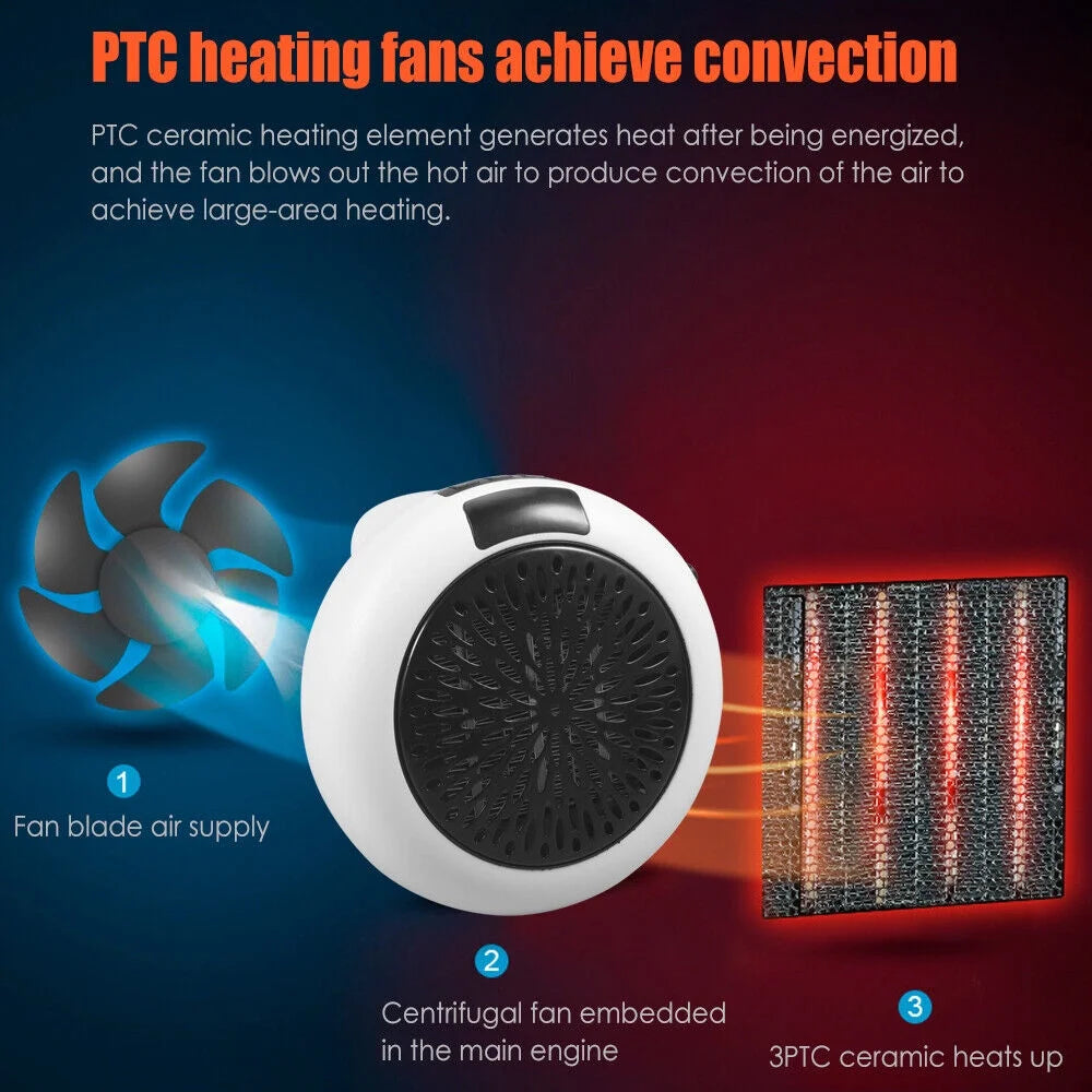 900W Digital Thermostat Electric Heater Fan with Remote and Timer X1767