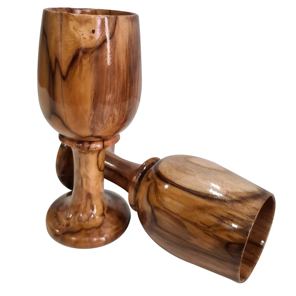 Handmade Rustic Wooden Wine Goblet Set of 2 J2170