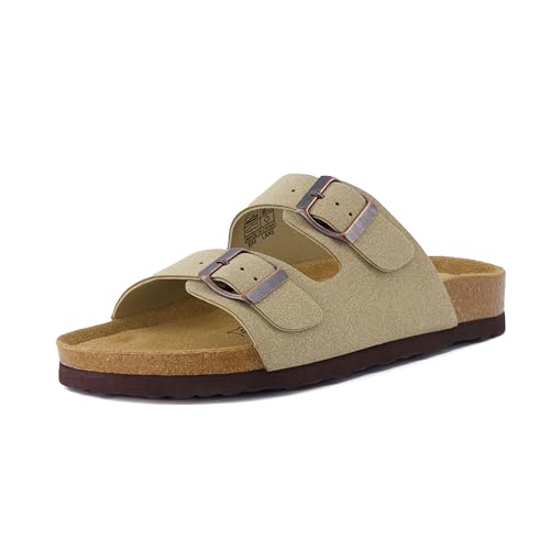 Women's Cork Footbed Sandals with Double Buckle Slip-On and Arch Support U61950