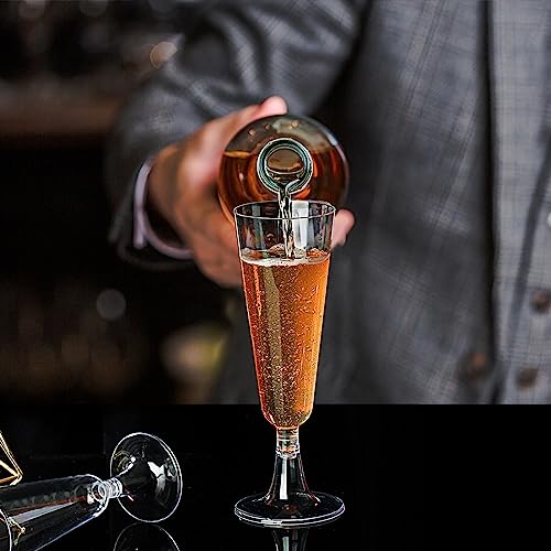 Champagne Flutes Plastic 40 Pcs Gold Glitter Disposable Wedding Party Cups Q321173