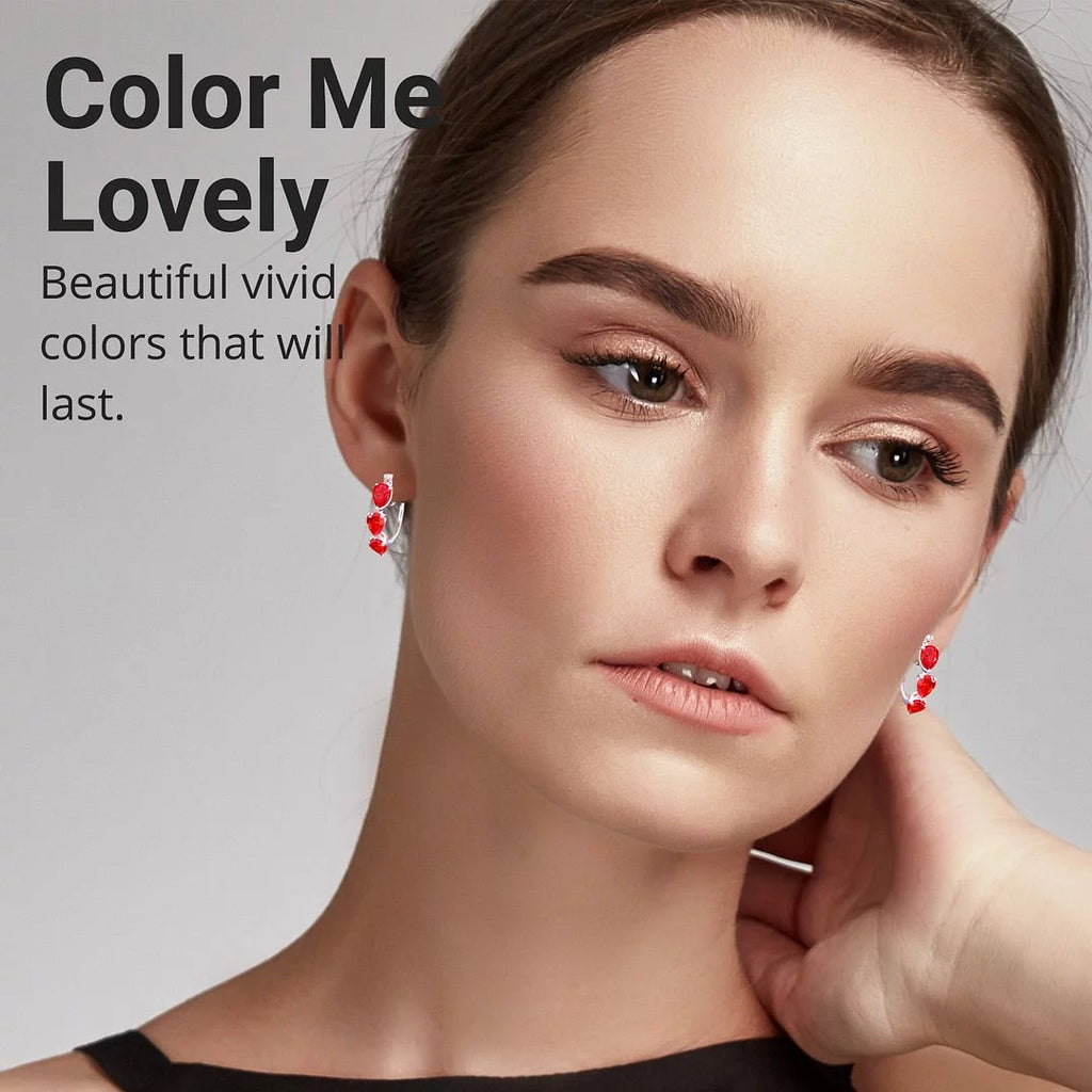 Orange Huggie Hoop Earrings with Cubic Zirconia Q3310