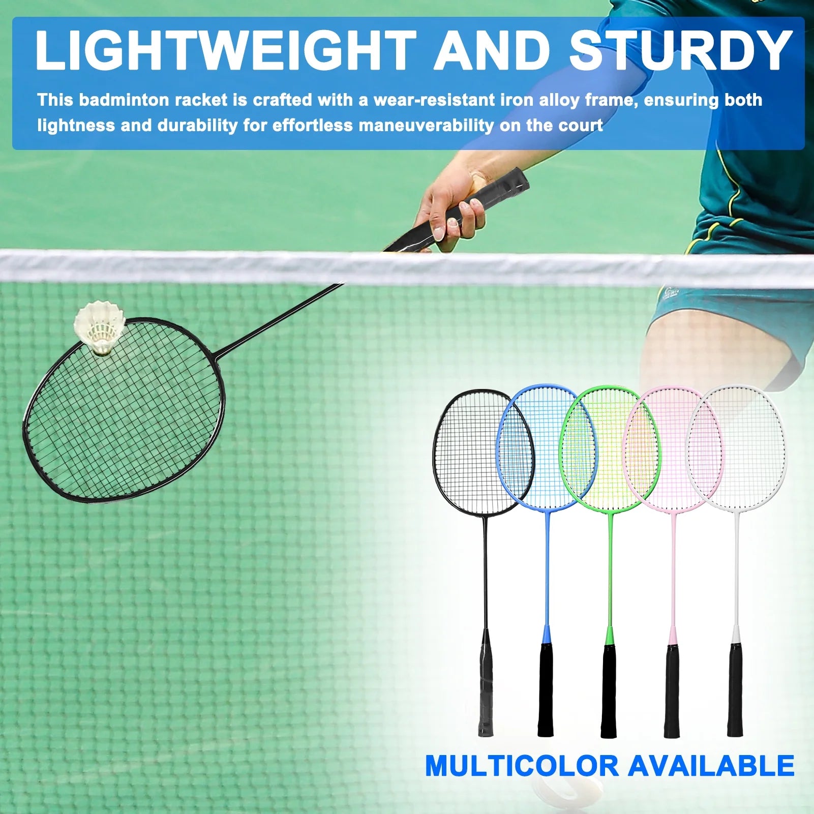 Badminton Racquet Set for 2 Players, Lightweight Y879331