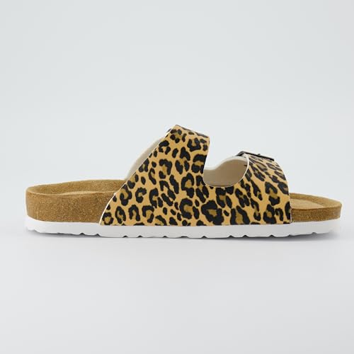 Women's Cork Footbed Sandals with Double Buckle Slip-On and Arch Support U61950