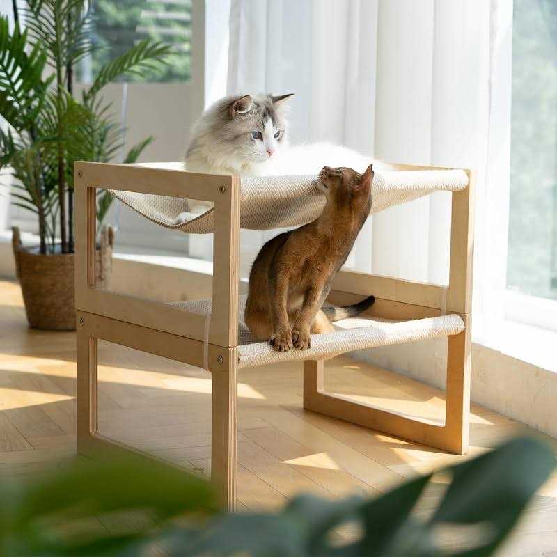 Large Breathable Dog Bed Wooden Cat Hammock for Outdoor H556448