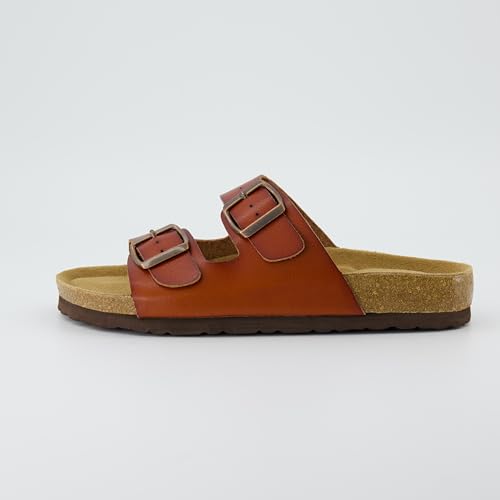 Women's Cork Footbed Sandals with Double Buckle Slip-On and Arch Support U61950