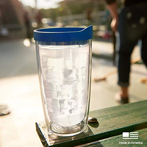 Double Walled Insulated Tumbler Travel Cup, 24oz 2pk, Blue Lid V78473