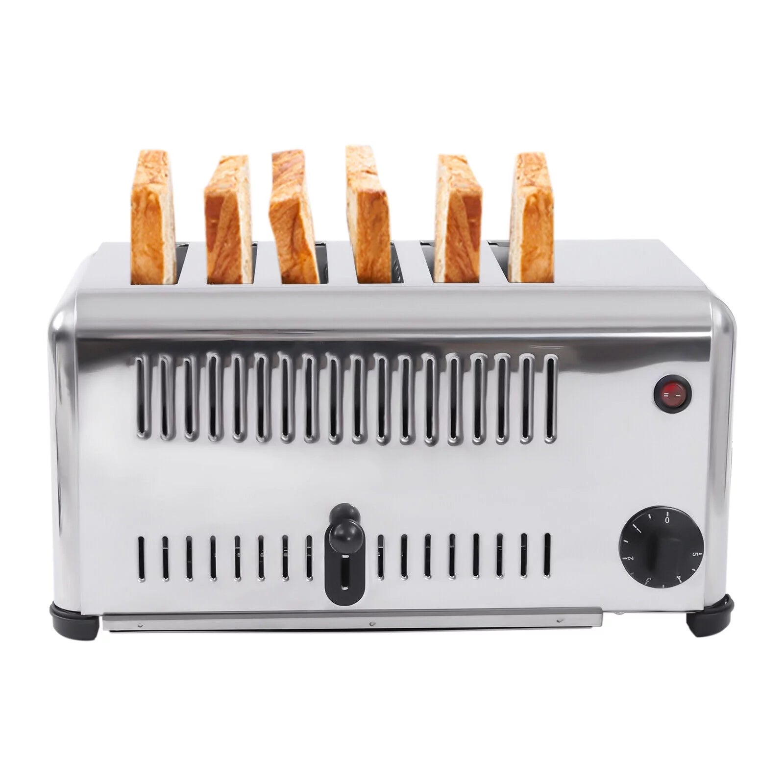 6-Slices Commercial Restaurant Toaster, Stainless Steel Electric Bread Baking Machine for Commercial Home Use Silver 1680W