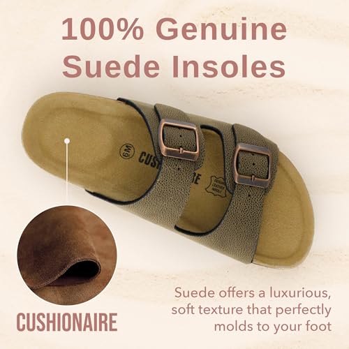 Women's Cork Footbed Sandals with Double Buckle Slip-On and Arch Support U61950
