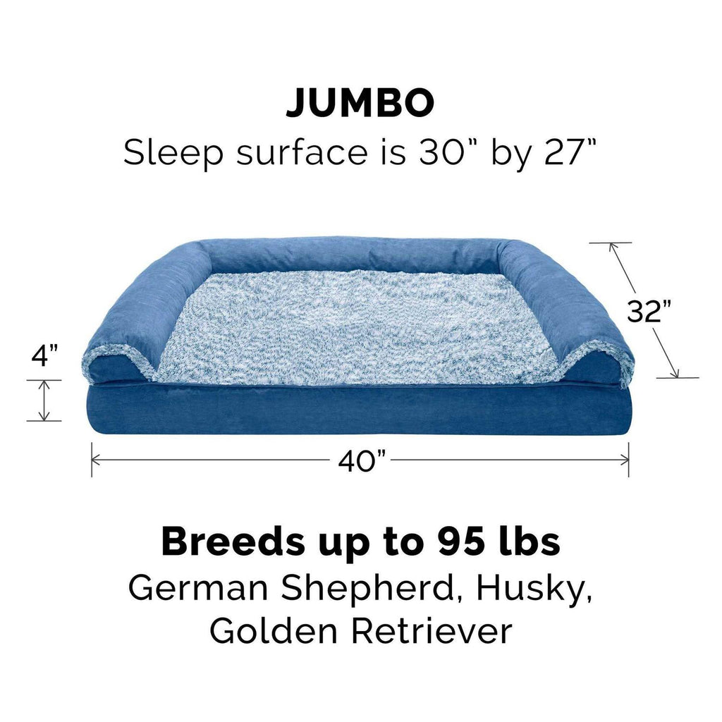 Orthopedic Sofa Dog Bed with Faux Fur Suede L349