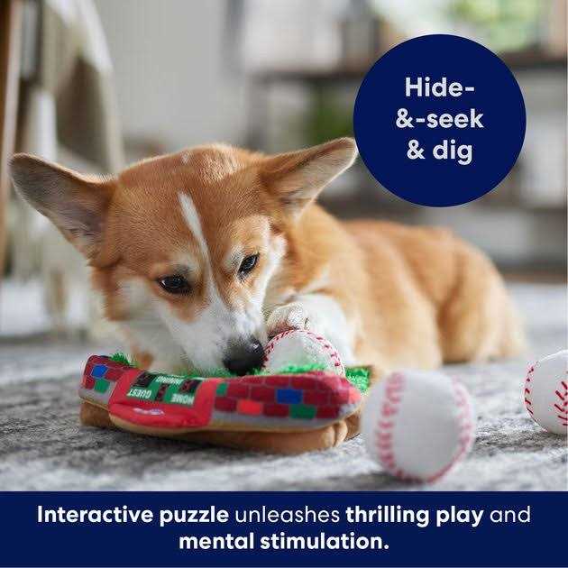 Baseball Hide & Seek Puzzle Plush Squeaky Dog Toy X1260