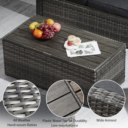 Outdoor Patio Furniture Set with Cushions and Coffee Table Y785600