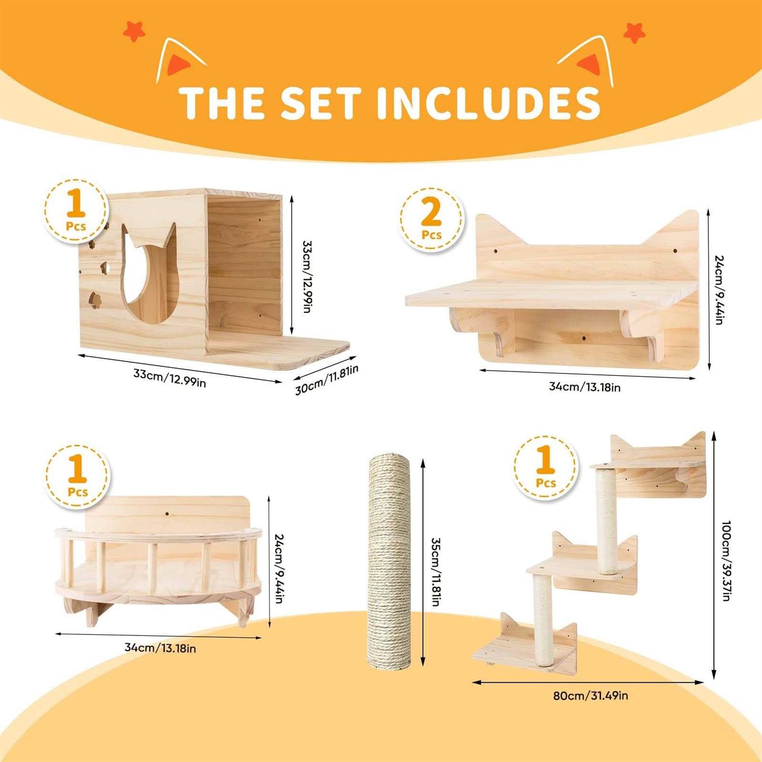 Cat Wall Shelves Furniture Set with Perches K496676