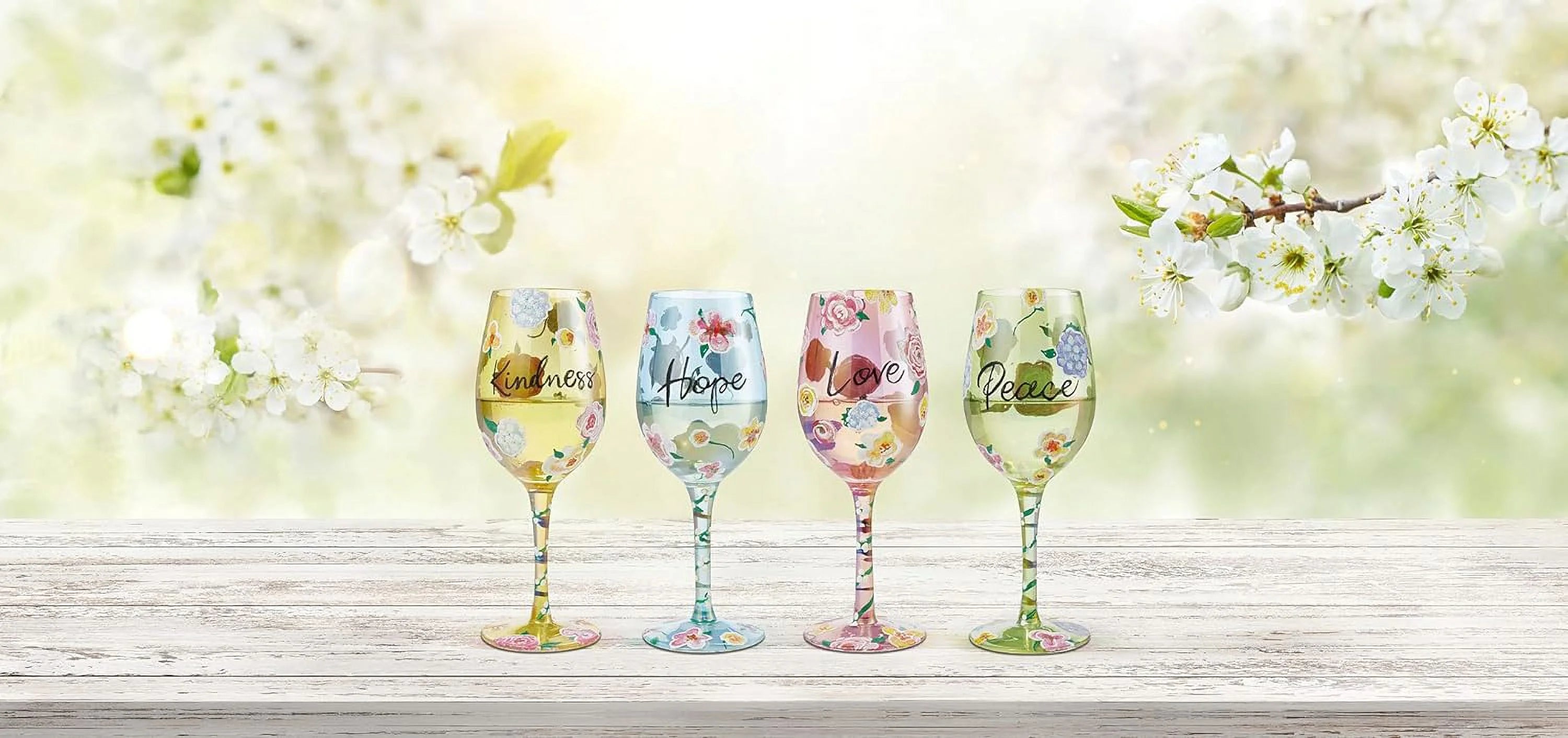 Floral Hand-Painted Artisan Wine Glass D870