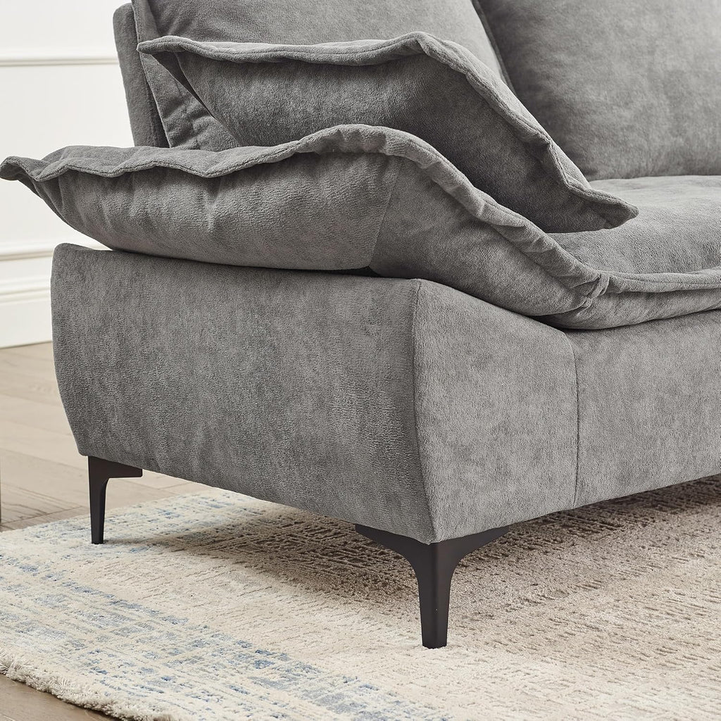 Modern 3-Seater Sofa with 2 Pillows, Grey C80070
