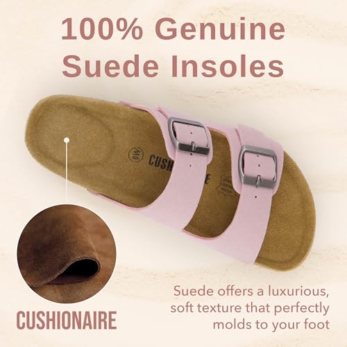 Women's Cork Footbed Sandals with Double Buckle Slip-On and Arch Support U61950