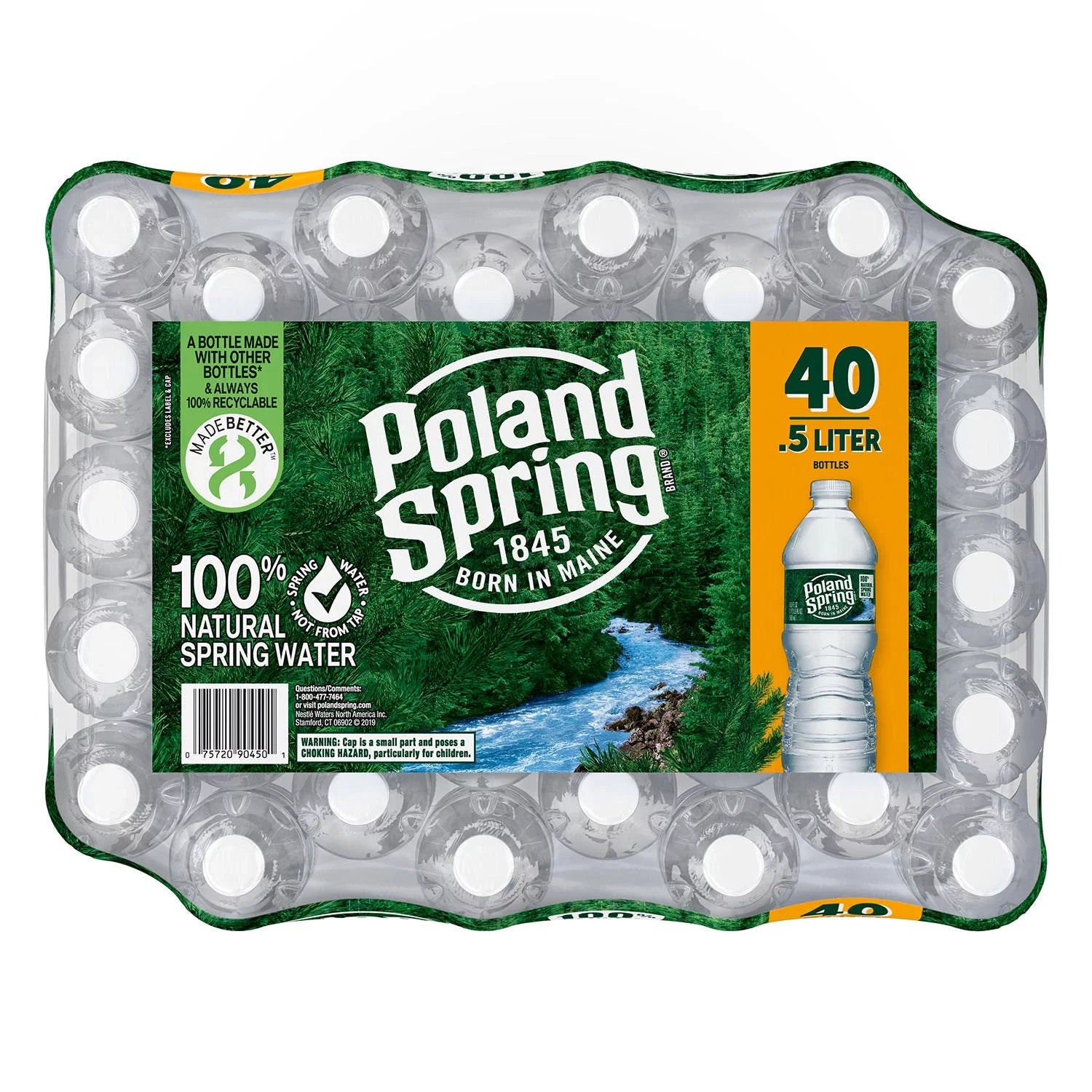Natural Spring Water, 16.9 Fl Oz, 40 Count Bottles S303259