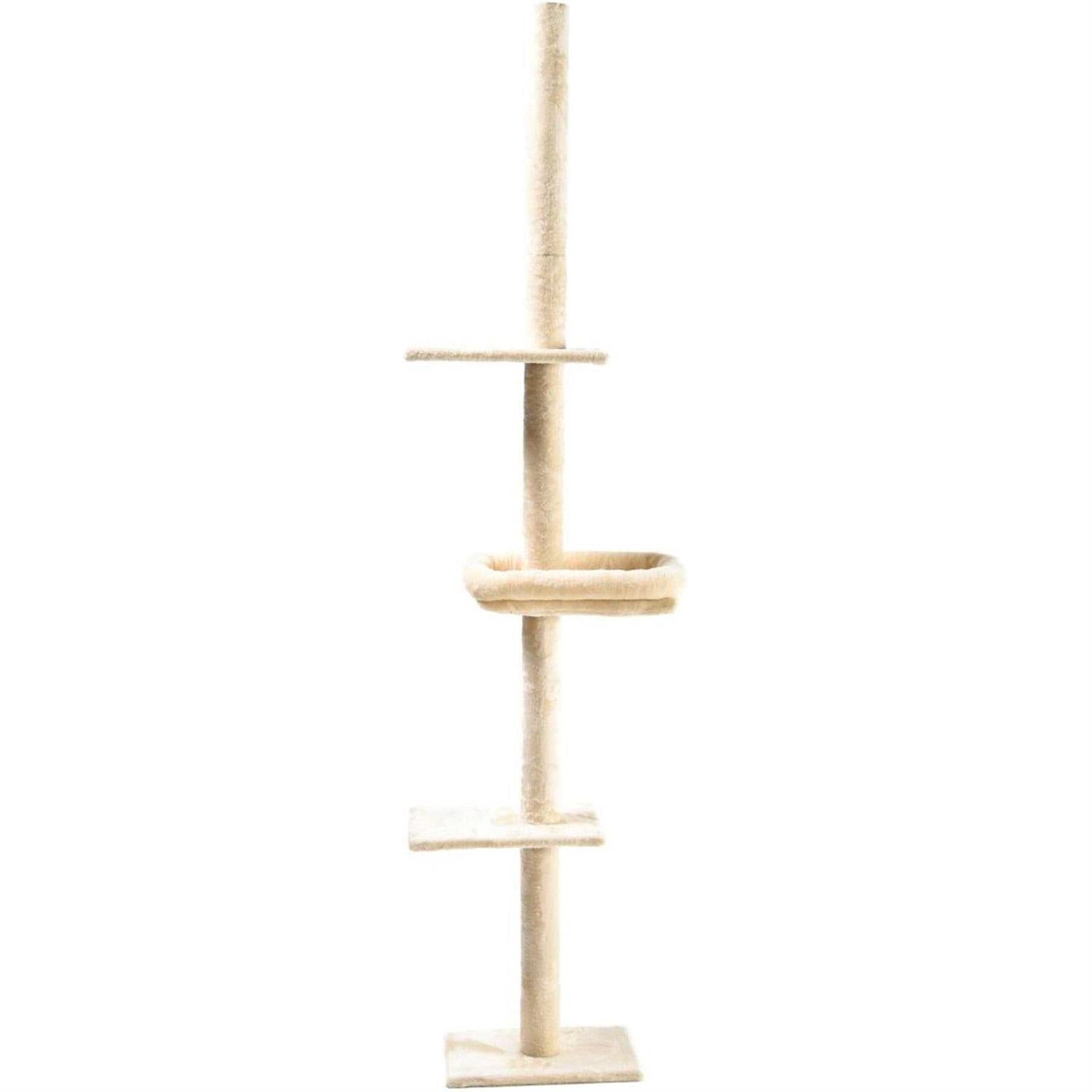 Cat Craft 4-Level carpeted Adjustable Floor to Ceiling climbing &amp; perch Cat Tree with bolstered Cat Bed - Pet Supplies online store