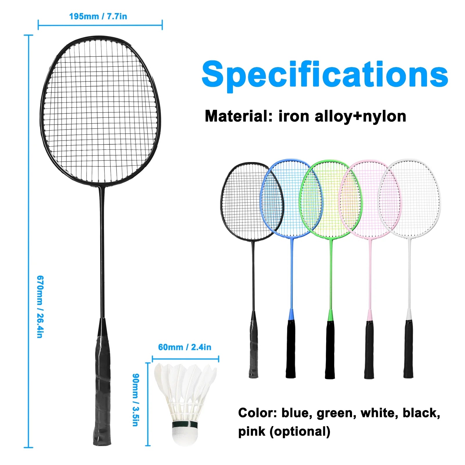 Badminton Racquet Set for 2 Players, Lightweight Y879331