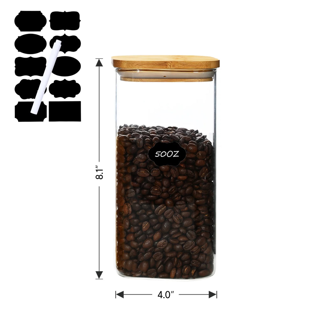 Glass Storage Jars with Bamboo Lids, 50oz, 3 Pack Z129