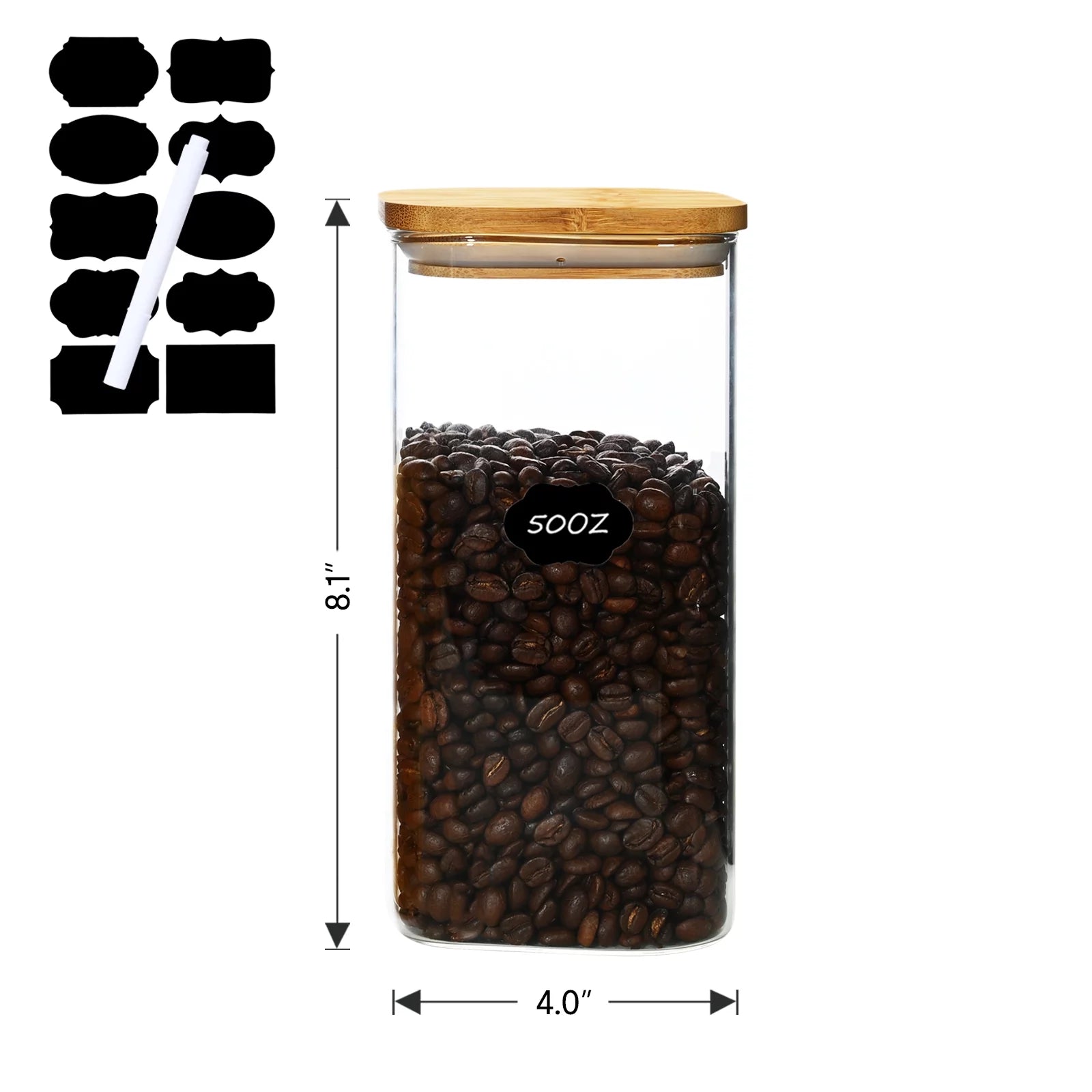 Glass Storage Jars with Bamboo Lids, 50oz, 3 Pack Z129