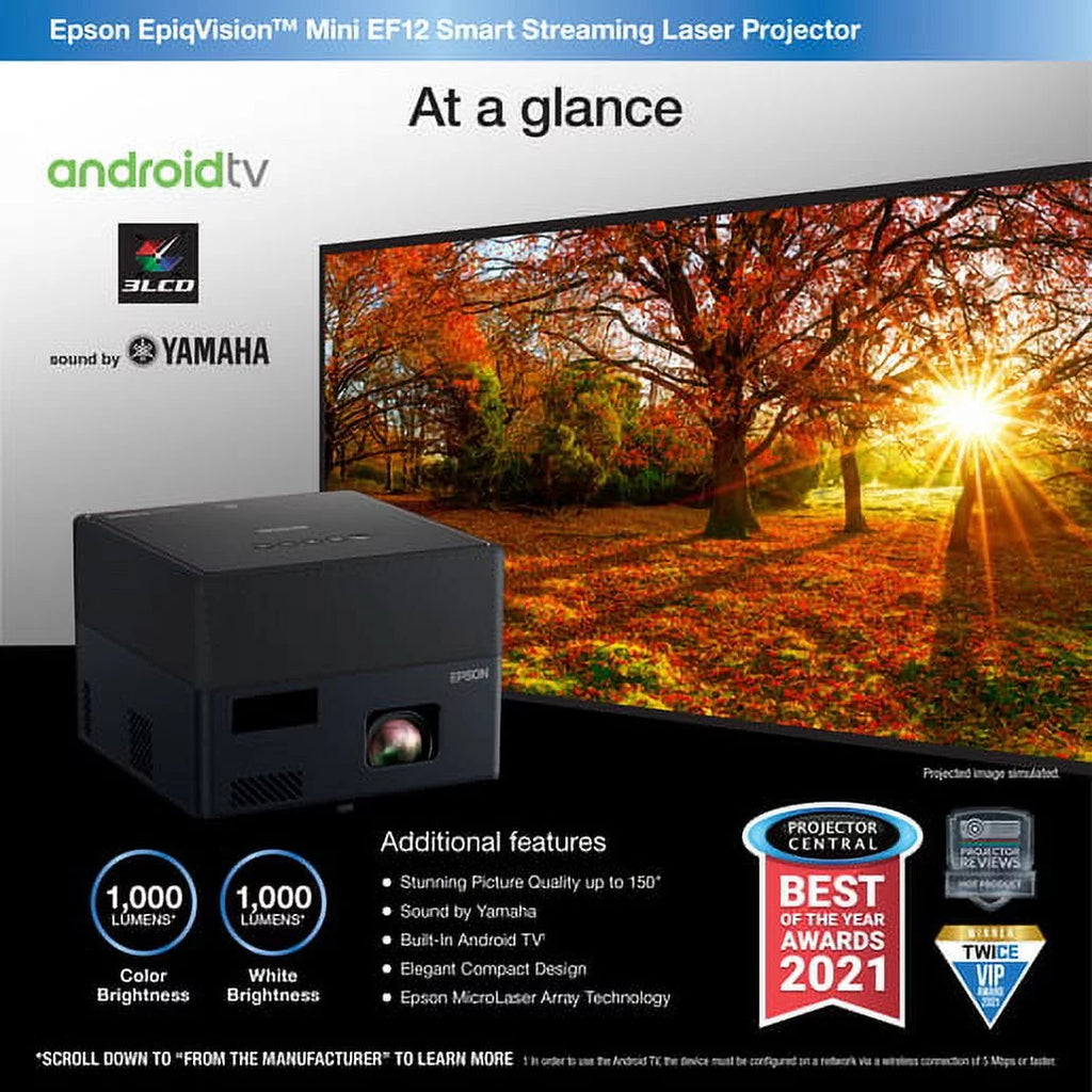 EpiqVision Mini EF12 3LCD Projector, 16:9, Portable, Black Q9928
