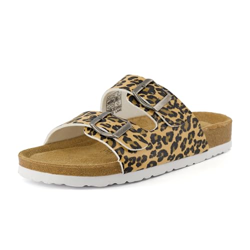 Women's Cork Footbed Sandals with Double Buckle Slip-On and Arch Support U61950