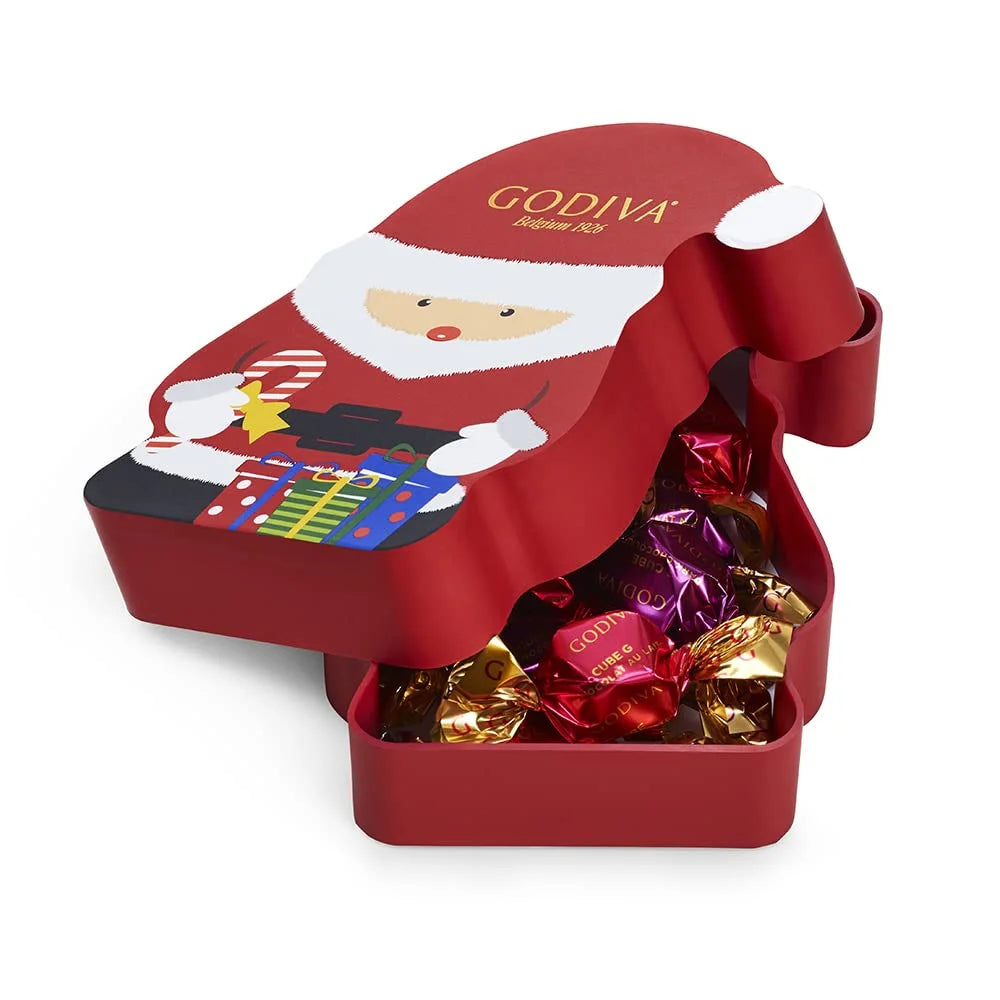 Holiday Santa Truffle Tin - 8 Piece Assorted Gourmet Chocolate Candy L9247