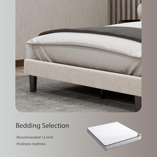 Full Size Upholstered Platform Bed Frame with Adjustable Headboard F226289