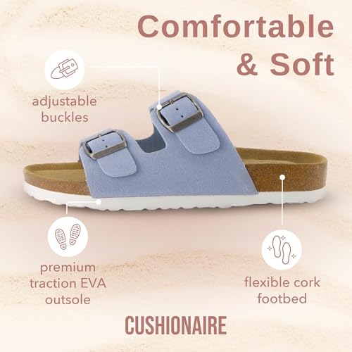Women's Cork Footbed Sandals with Double Buckle Slip-On and Arch Support U61950