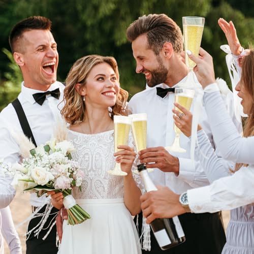 Champagne Flutes Plastic 40 Pcs Gold Glitter Disposable Wedding Party Cups Q321173