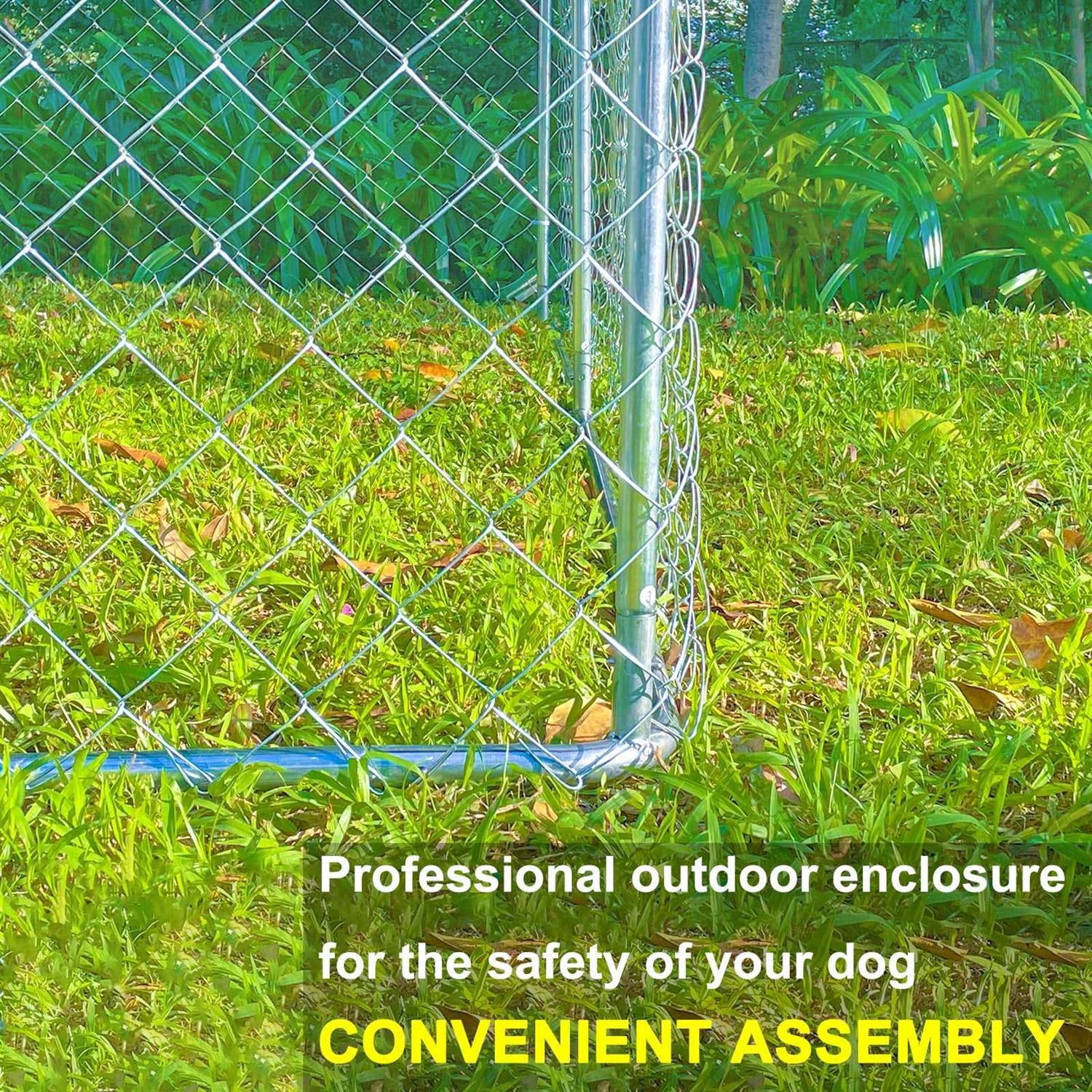 10ft x 10ft Outdoor Metal Dog Kennel with Roof for Yard R145627