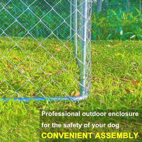 10ft x 10ft Outdoor Metal Dog Kennel with Roof for Yard R145627