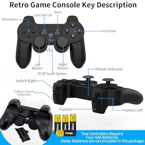 Wireless Retro Game Console Stick with 20000+ Classic Games and Dual Controllers C43715