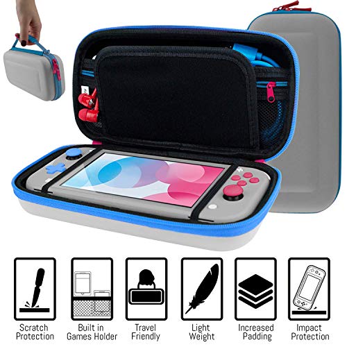 Switch Lite Accessories Bundle with Case, Screen Protector, USB Cable, Games Holder, Grip Case, Headphones, Thumb-Grip Pack K6558