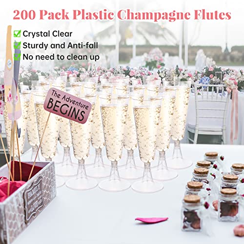 Champagne Flutes Plastic 40 Pcs Gold Glitter Disposable Wedding Party Cups Q321173