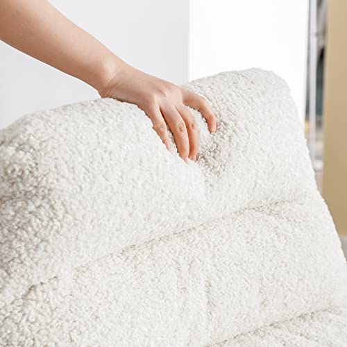 Accent Swivel Lounge Chair with Ottoman, Linen Upholstered, Ivory M878449
