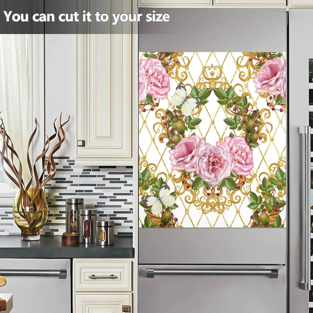 Vintage Rose Leaves Dishwasher Magnet Cover Decal N565646
