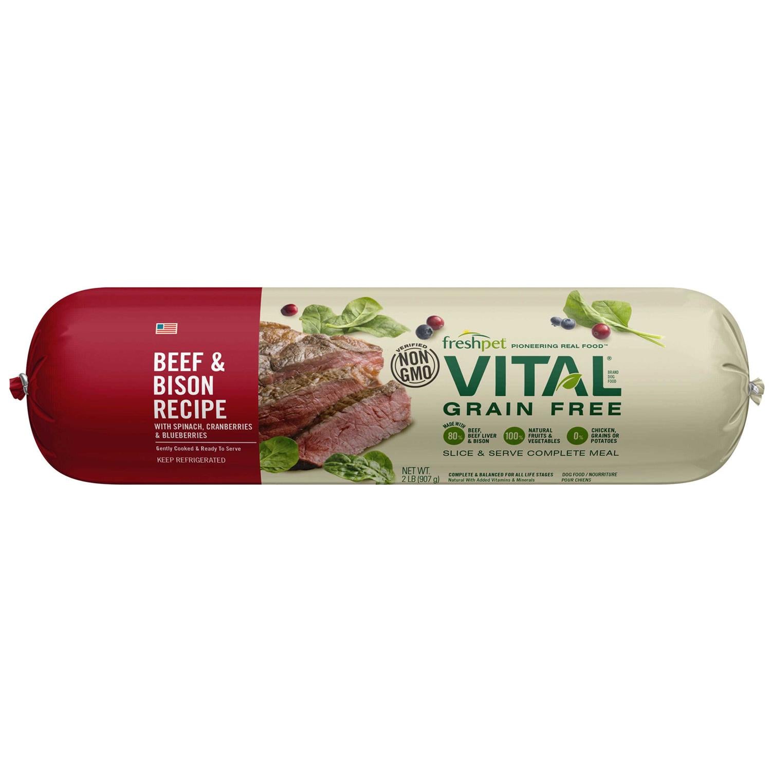 Freshpet Vital Grain-Free Beef &amp; Bison Fresh Dog Food - Pet Supplies online store