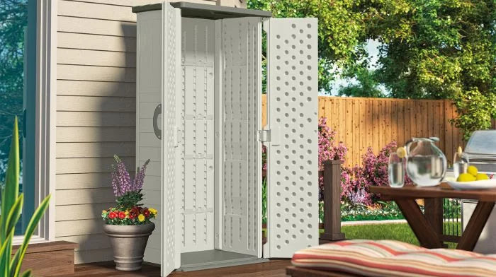 Resin Vertical Storage Shed, 22 Cubic Feet L497