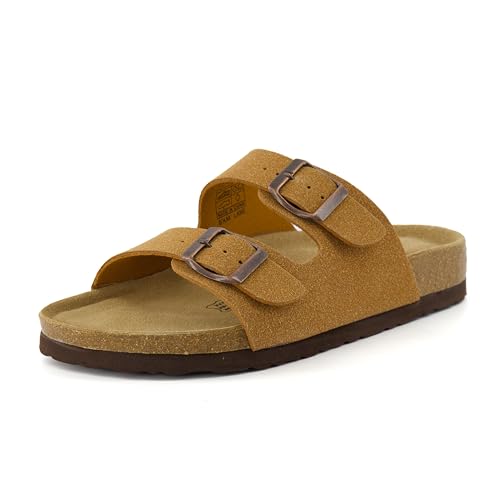 Women's Cork Footbed Sandals with Double Buckle Slip-On and Arch Support U61950